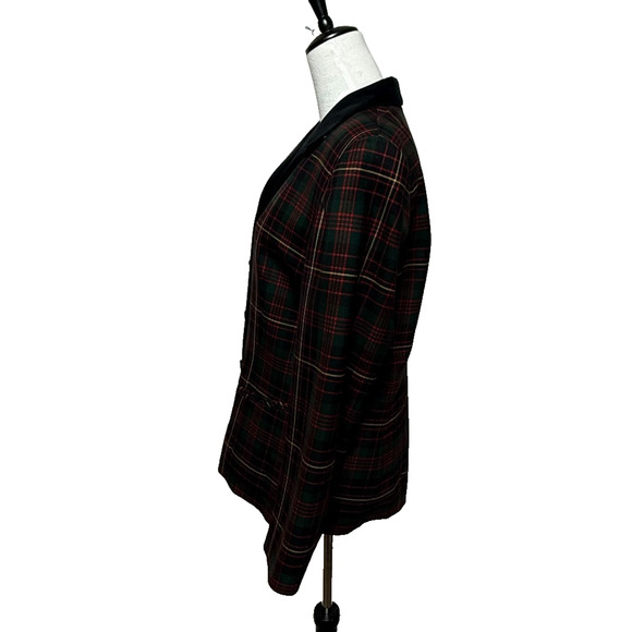 Vintage Pendelton Blazer Womens 10 Wool Black Red Plaid Button Up Career Jacket - Picture 7 of 12